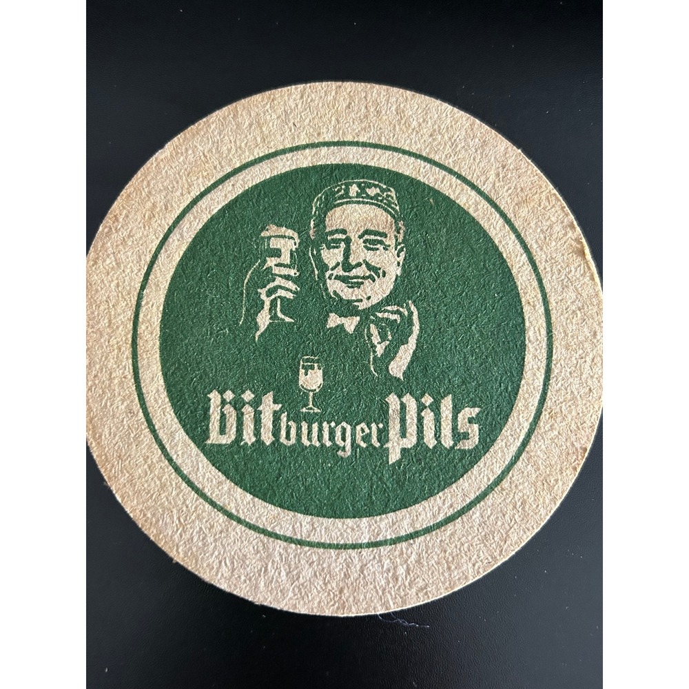 Beer Coaster Green Good Vintage Bitburger Pils Bar Coasters